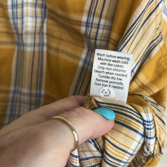 SO Womens Button Down Plaid Shirt Long Sleeve Yellow Plaid XXL - Picture 7 of 7